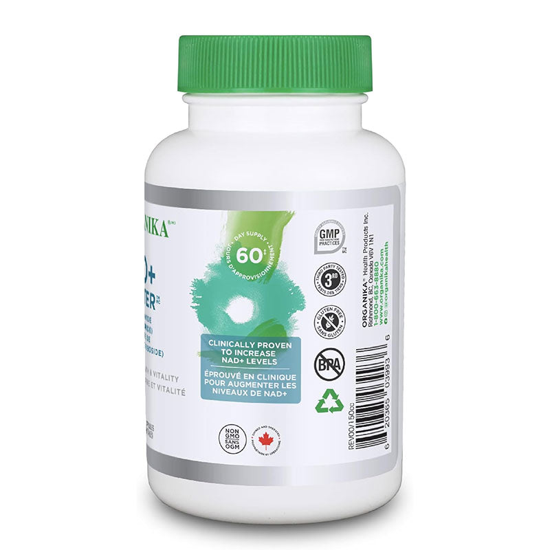 Organika NAD+ Booster - NRC - for Energy Metabolism, Healthy Aging, Vitamin B3, and Cellular Health - 60vcaps, 60 Day Supply