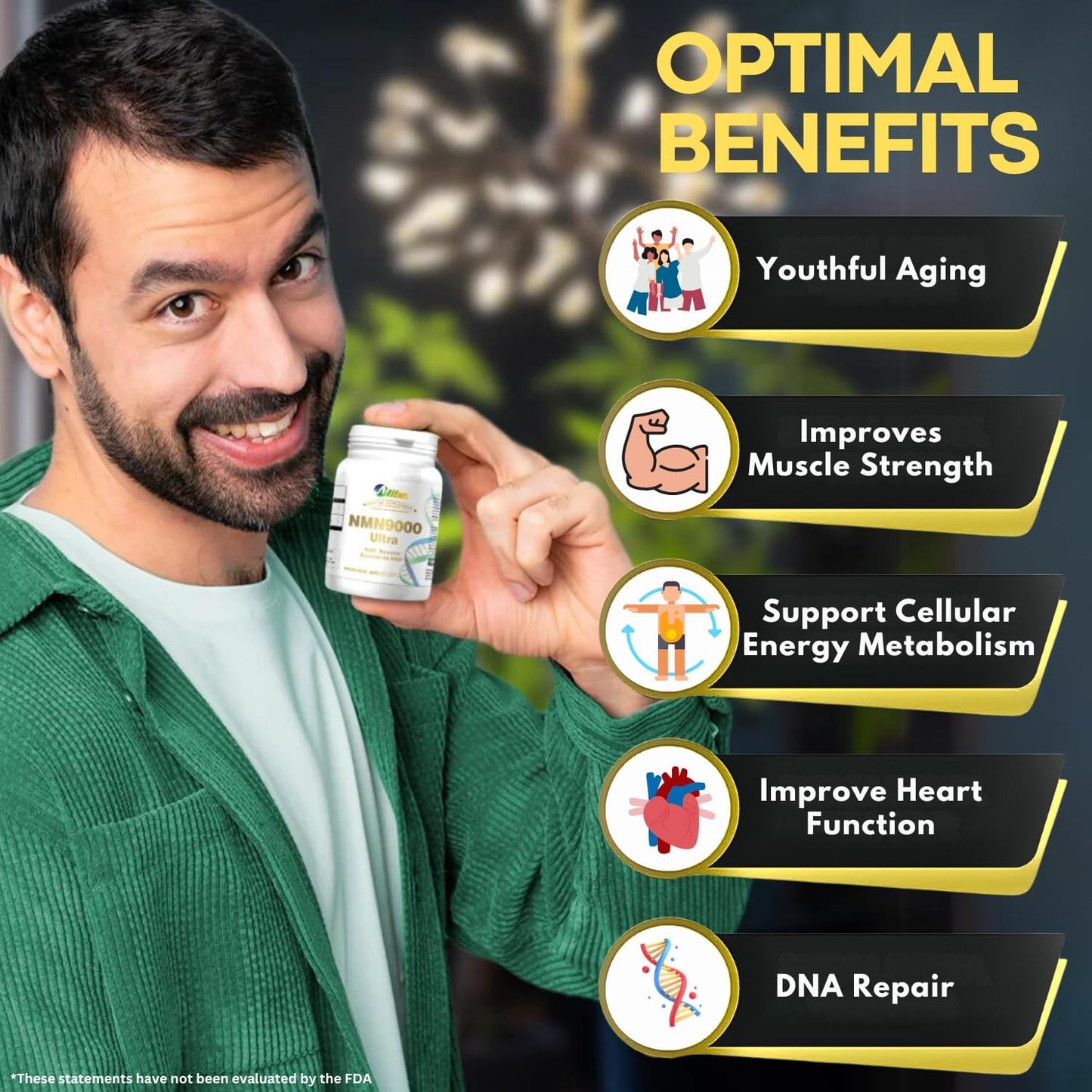 ALLBE NMN 9000 Ultra | 60 Capsules | 99% Purity Nicotinamide Mononucleotide 150 mg Servings | NAD+ Booster Supplement for Cellular Energy Metabolism, Immunity and Aging