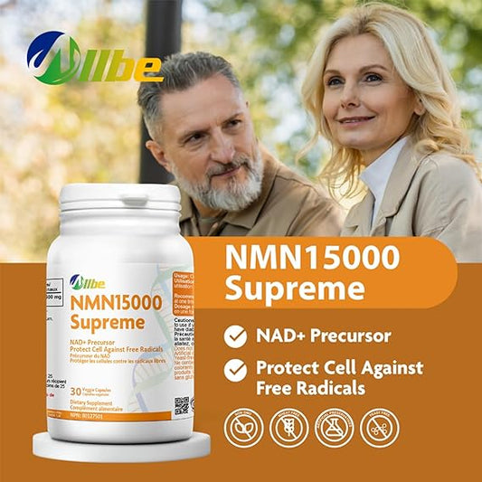 ALLBE NMN 15000 Supreme, 500mg Nicotinamide Mononucleotide, NAD+ Supplement 30 Count