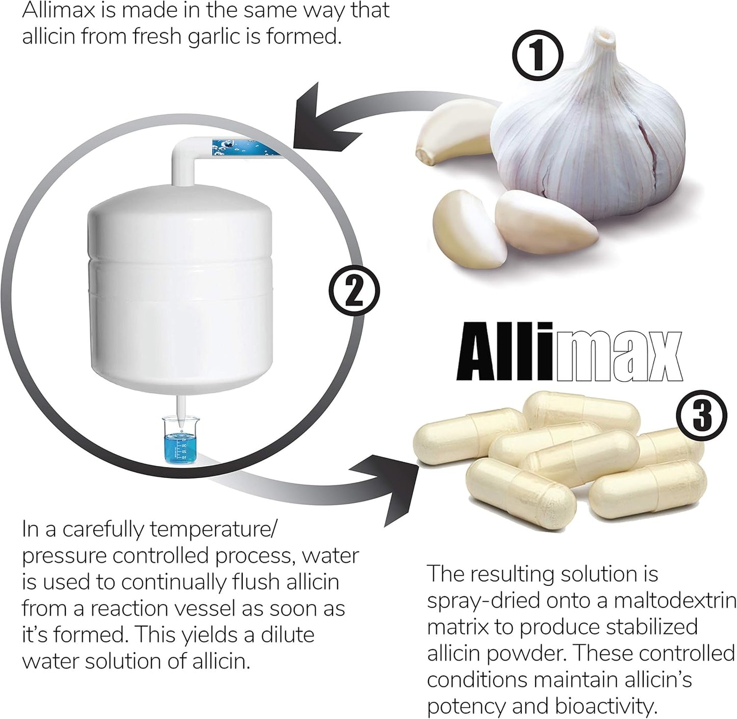 ALLIMAX PRO 450mg Allicin Capsules – Stabilized Allicin Supplement from Garlic, for Immune Support & Heart Health, Odour-Free, Non-GMO – 100 Vegan Capsules