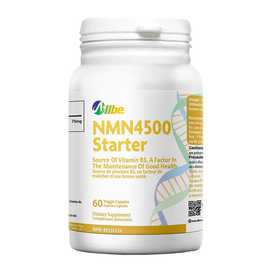 ALLBE NMN 4500 Starter, 75mg NMN Canada Supplement, NAD+ Booster Supplement for Cellular Energy Metabolism, Repair, Immunity and Healthy Aging, Pack of 60