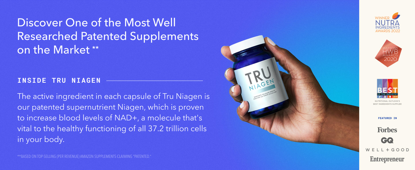 Tru Niagen NAD+ 300 mg Vegetarian Supplements 90 Caps